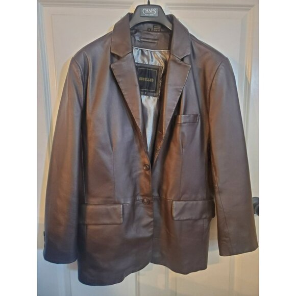 Excelled 100% Leather Men's size Medium Jacket/blazer w/button closure BROWN - Picture 1 of 12